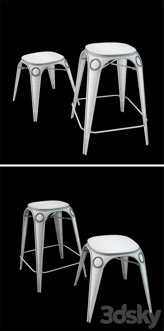 “Louix” chair and taburet_ “Louix” shair High and stool 3DSMax File - thumbnail 3