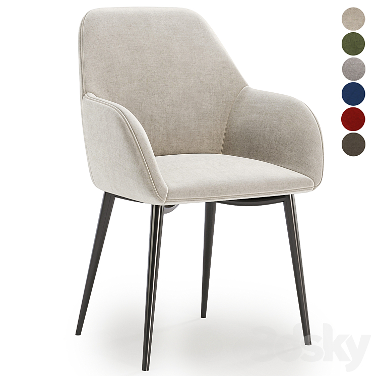 Lynton Fabric Dining Chair 3DS Max Model - thumbnail 1