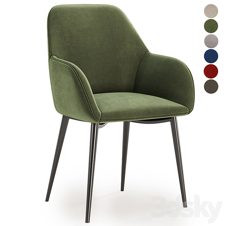 Lynton Fabric Dining Chair 3DS Max Model - thumbnail 2