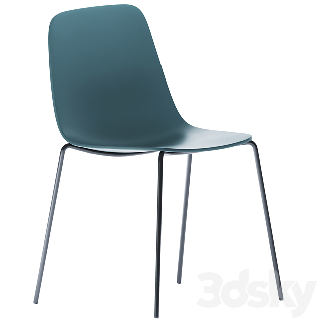 Maarten Plastic Four Legs Chair by Viccarbe 3DSMax File - thumbnail 3