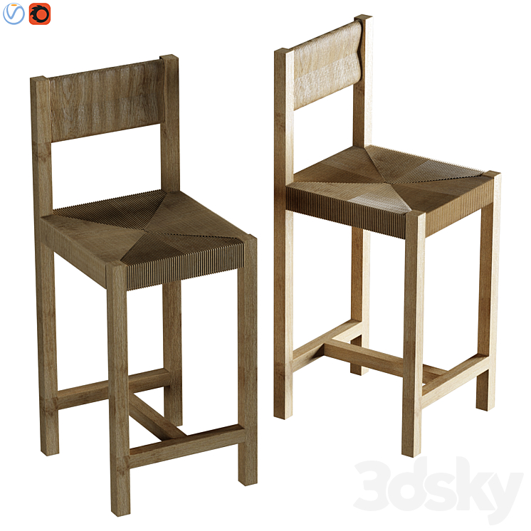 Malibu Woven Bar & Counter Stools 3DS Max Model - thumbnail 1