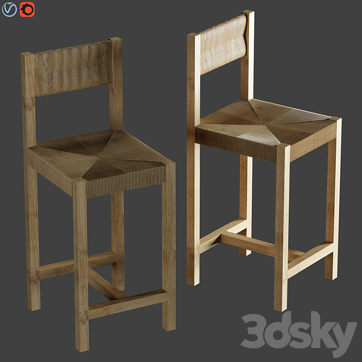 Malibu Woven Bar & Counter Stools 3DS Max Model - thumbnail 2