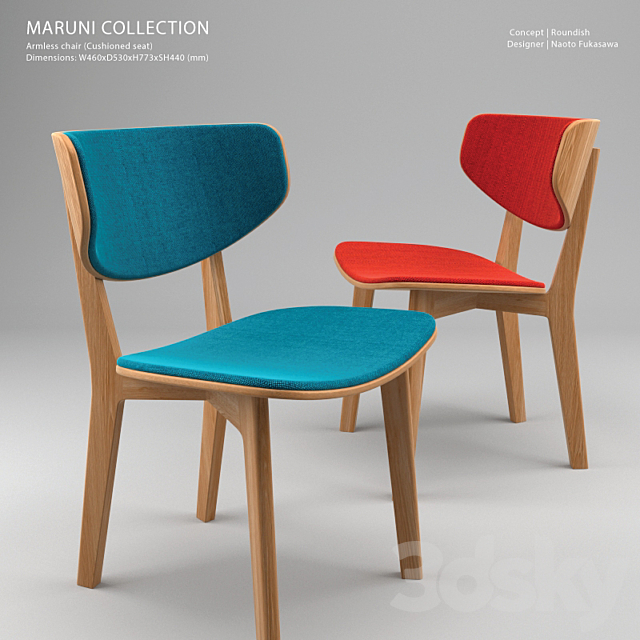 Maruni Armless Chair 3DS Max Model - thumbnail 1