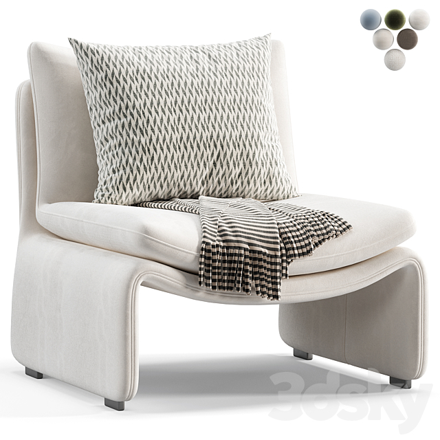 Maya White Faux Sheepskin Bouble Accent Chair 3ds Max - thumbnail 1