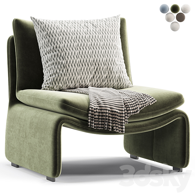 Maya White Faux Sheepskin Bouble Accent Chair 3ds Max - thumbnail 2