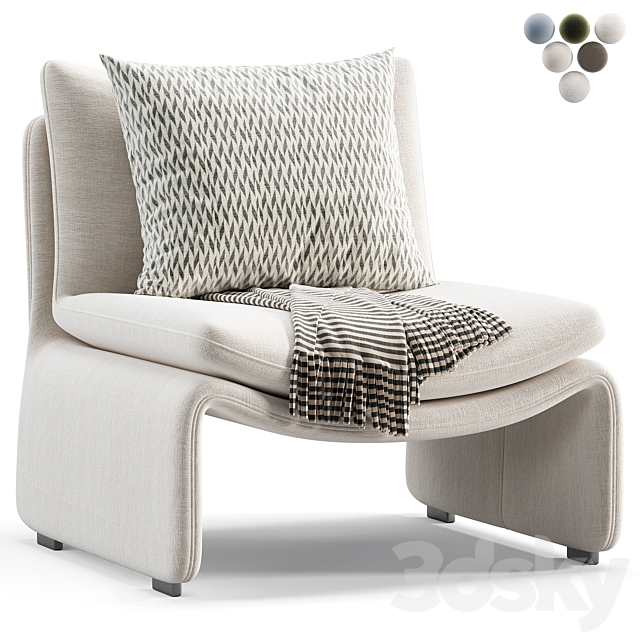 Maya White Faux Sheepskin Bouble Accent Chair 3ds Max - thumbnail 3