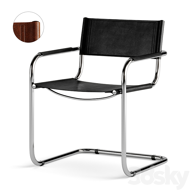 Meccanica chair with armrests by Mantellassi 1926 3DS Max Model - thumbnail 3