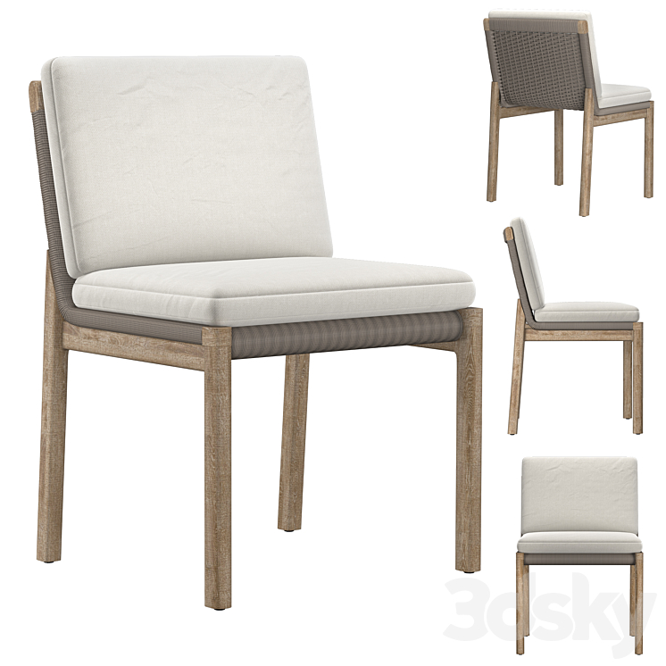 MESA TEAK DINING SIDE CHAIR 3DS Max Model - thumbnail 1