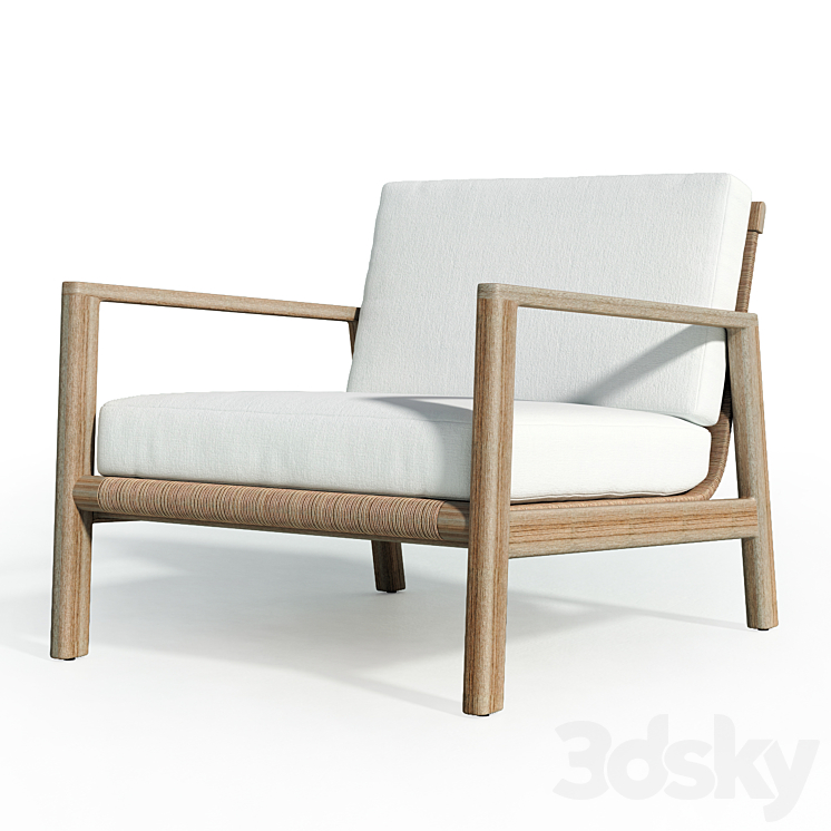 Mesa Teak Lounge Chair 3DS Max - thumbnail 1