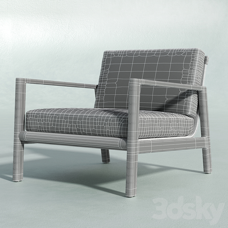 Mesa Teak Lounge Chair 3DS Max - thumbnail 2