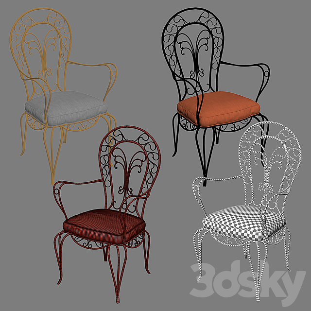 METAL Armchair 3DS Max Model - thumbnail 3