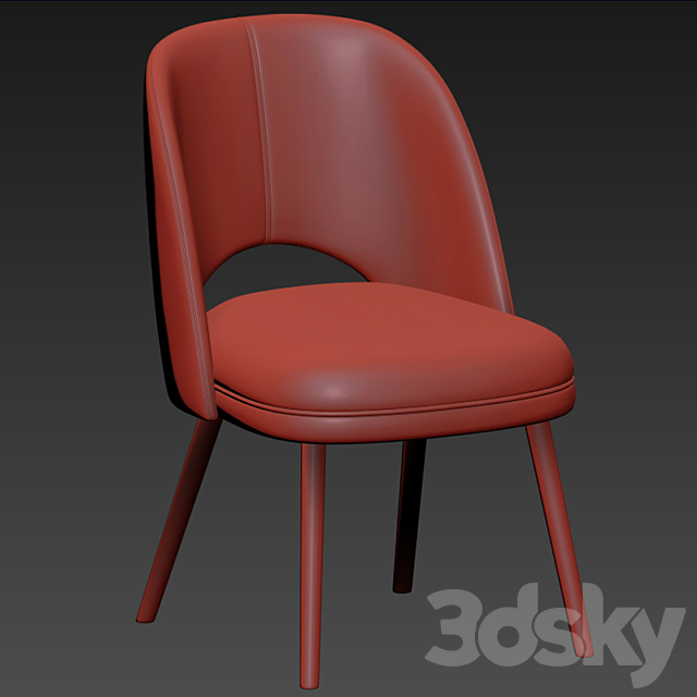 Mid Century Modern Barrel Backed Dining Chair 3DSMax File - thumbnail 3