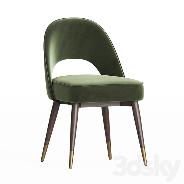 Mid Century Modern Dark Velvet Dining Chair 3DSMax File - thumbnail 2