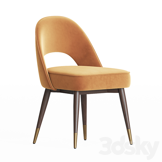 Mid Century Modern Dark Velvet Dining Chair 3DSMax File - thumbnail 3