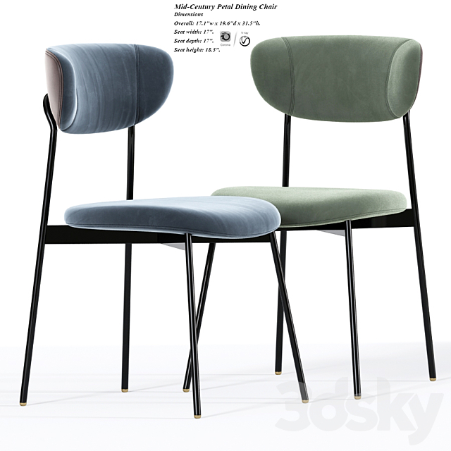 Mid-Century Petal Dining Chair 3DSMax File - thumbnail 2