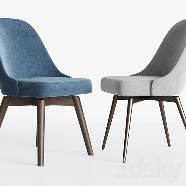 Mid-Century Swivel Office Chairs Set West elm 3DS Max Model - thumbnail 2