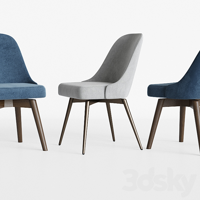 Mid-Century Swivel Office Chairs Set West elm 3DS Max Model - thumbnail 3