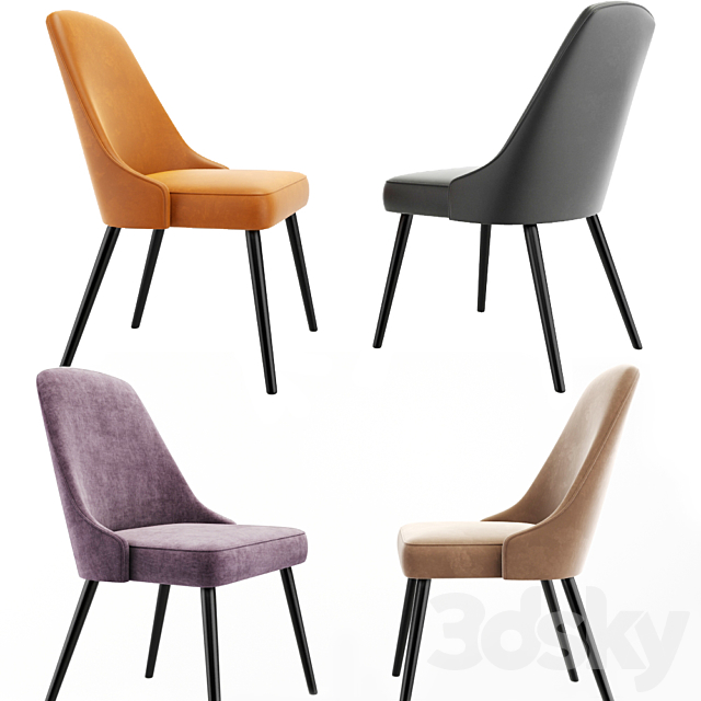 Mid-Century Upholstered Dining Chair 3ds Max - thumbnail 1