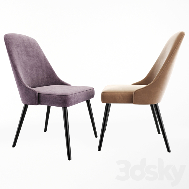 Mid-Century Upholstered Dining Chair 3ds Max - thumbnail 2