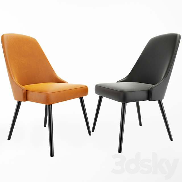 Mid-Century Upholstered Dining Chair 3ds Max - thumbnail 3