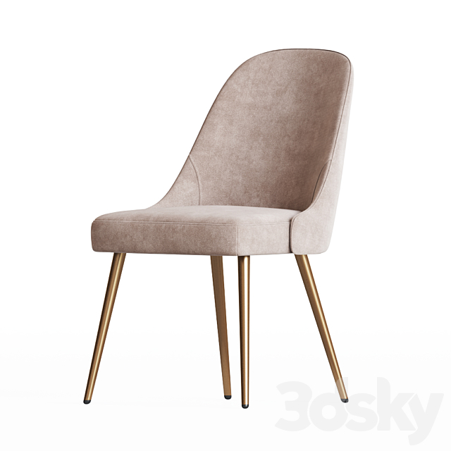 Mid-Century Upholstered Dining Chair Metal Legs Westelm 3DS Max Model - thumbnail 3