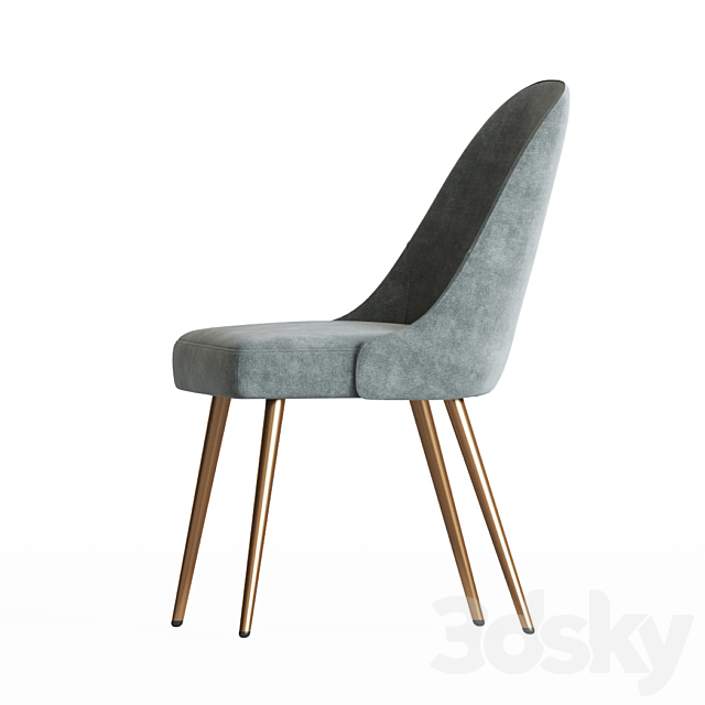 Mid-Century Upholstered Dining Chair Metal Legs Westelm 3DS Max Model - thumbnail 4