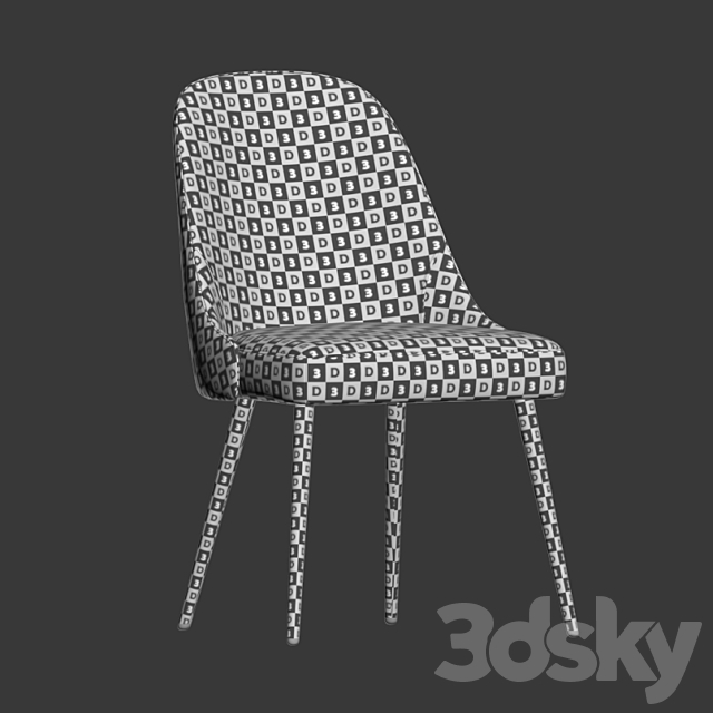 Mid-Century Upholstered Dining Chair Metal Legs Westelm 3DS Max Model - thumbnail 5