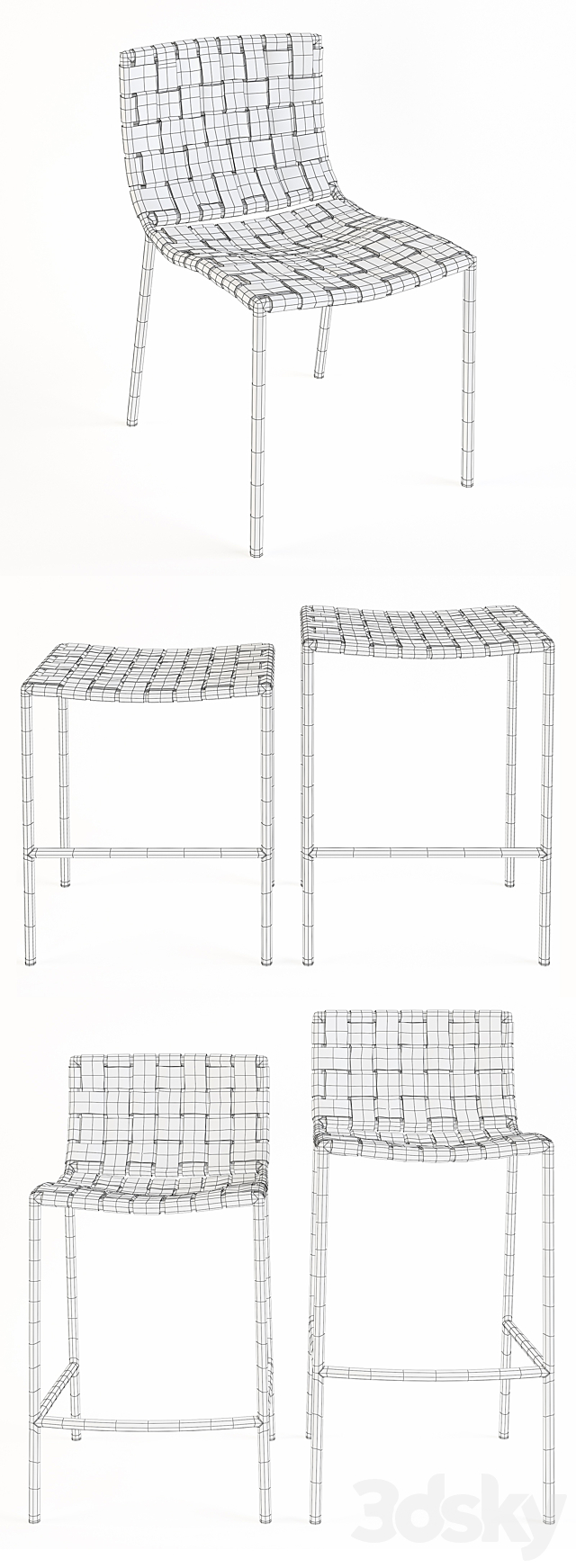 Milano Woven Stools 3DS Max Model - thumbnail 3