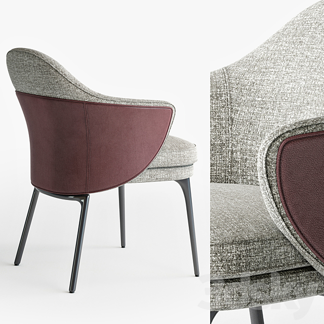 Minotti Angie dining armchair 3ds Max - thumbnail 2