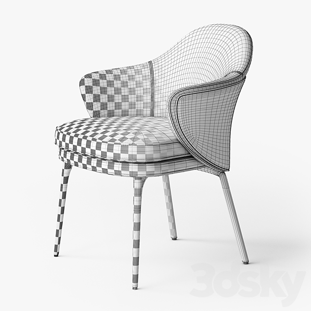 Minotti Angie dining armchair 3ds Max - thumbnail 3