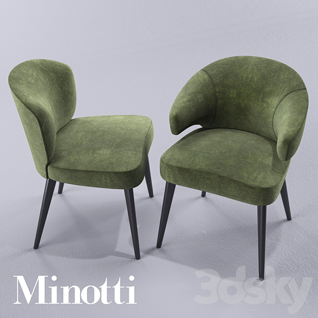 Minotti Aston Dining chairs Poltroncina 3DSMax File - thumbnail 2