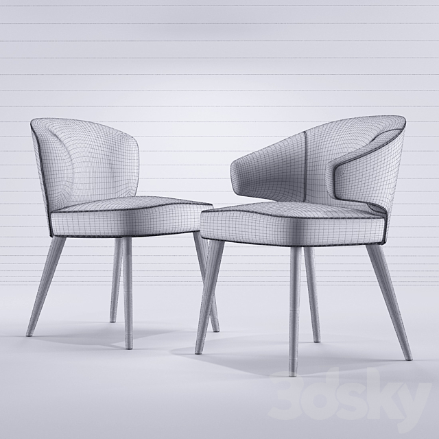 Minotti Aston Dining chairs Poltroncina 3DSMax File - thumbnail 3