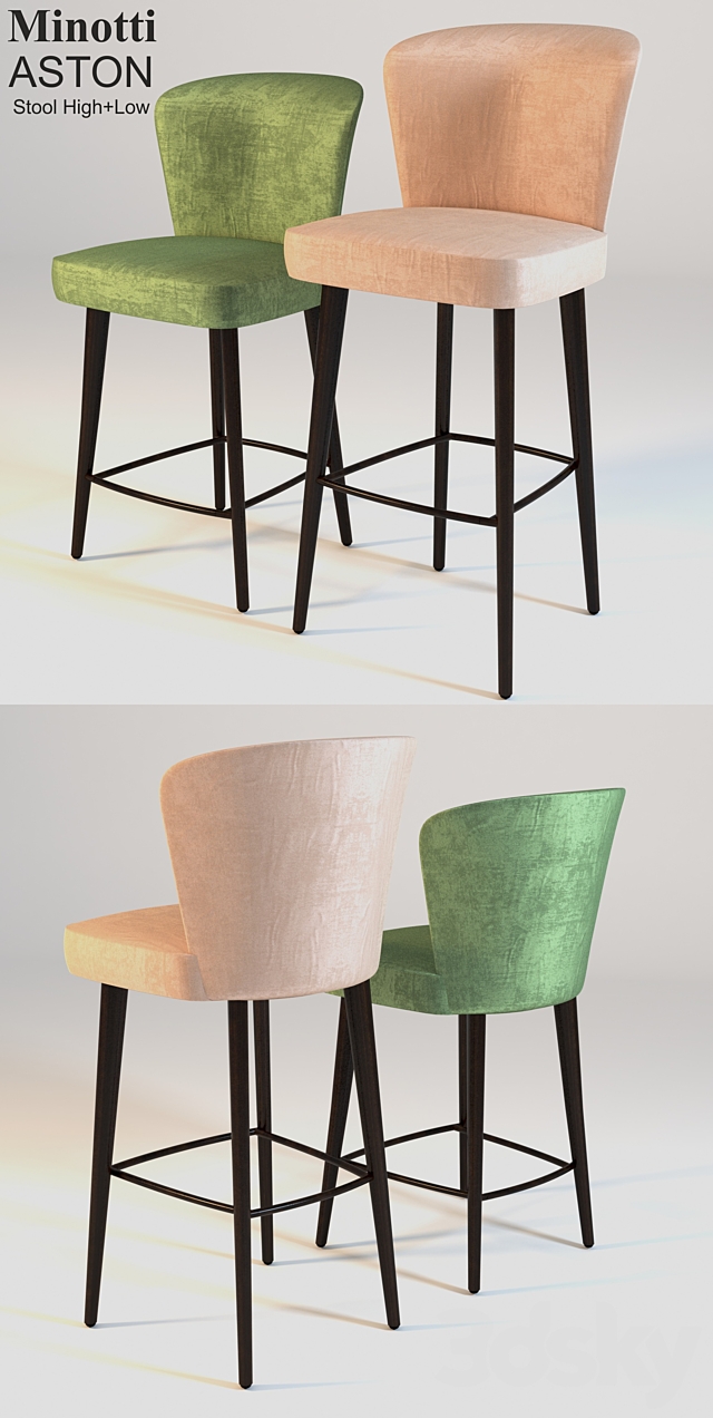 Minotti ASTON STOOL HIGH + LOW 3DSMax File - thumbnail 2