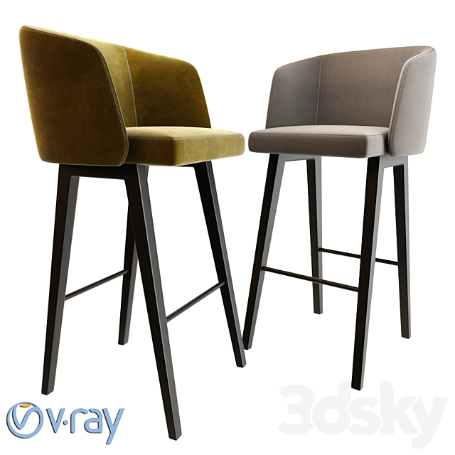 Minotti Creed Bar Stool 3DSMax File - thumbnail 1