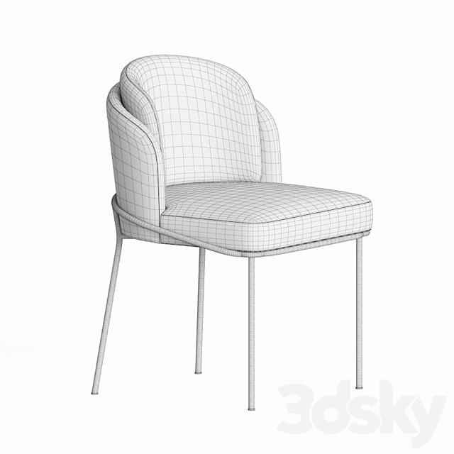 Minotti Fil noir Dining chair 3DS Max Model - thumbnail 4