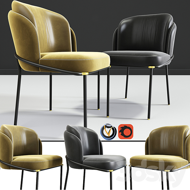 Minotti Fil Noir Dining Chair 3DSMax File - thumbnail 1