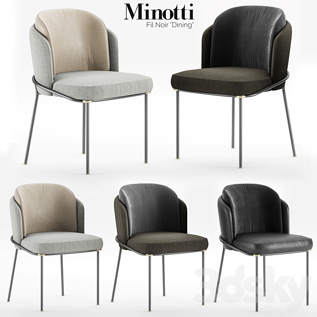 Minotti Fil Noir Dining Chair 3DSMax File - thumbnail 1