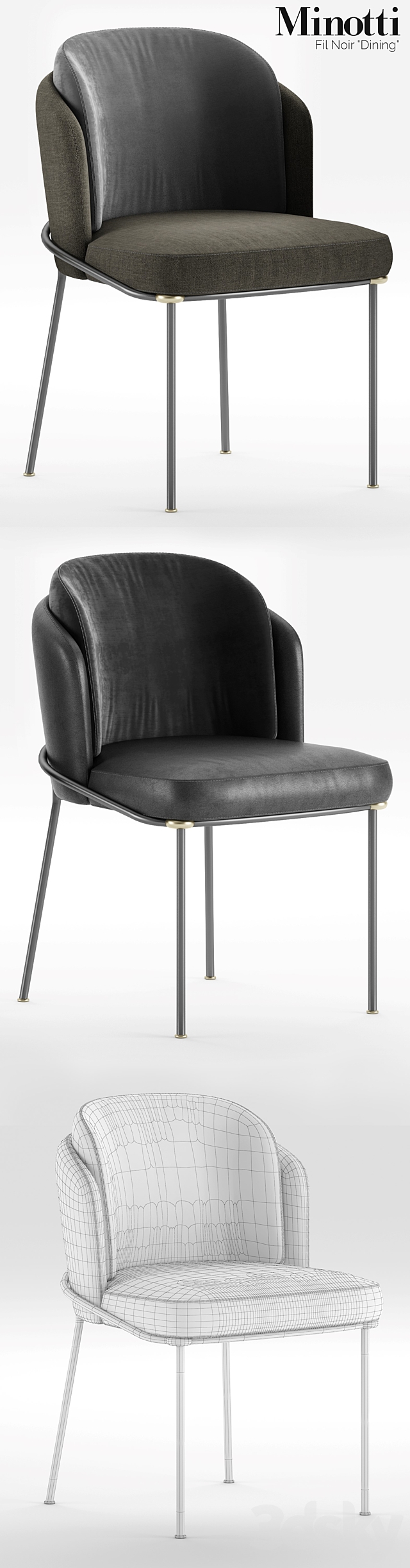 Minotti Fil Noir Dining Chair 3DSMax File - thumbnail 2