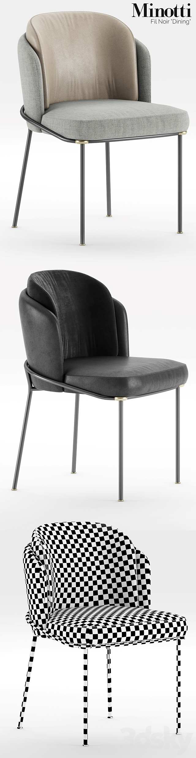 Minotti Fil Noir Dining Chair 3DSMax File - thumbnail 3