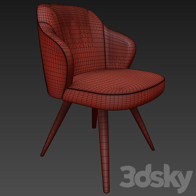 Minotti Leslie Dining Steel Swivel In Leather 3DSMax File - thumbnail 2