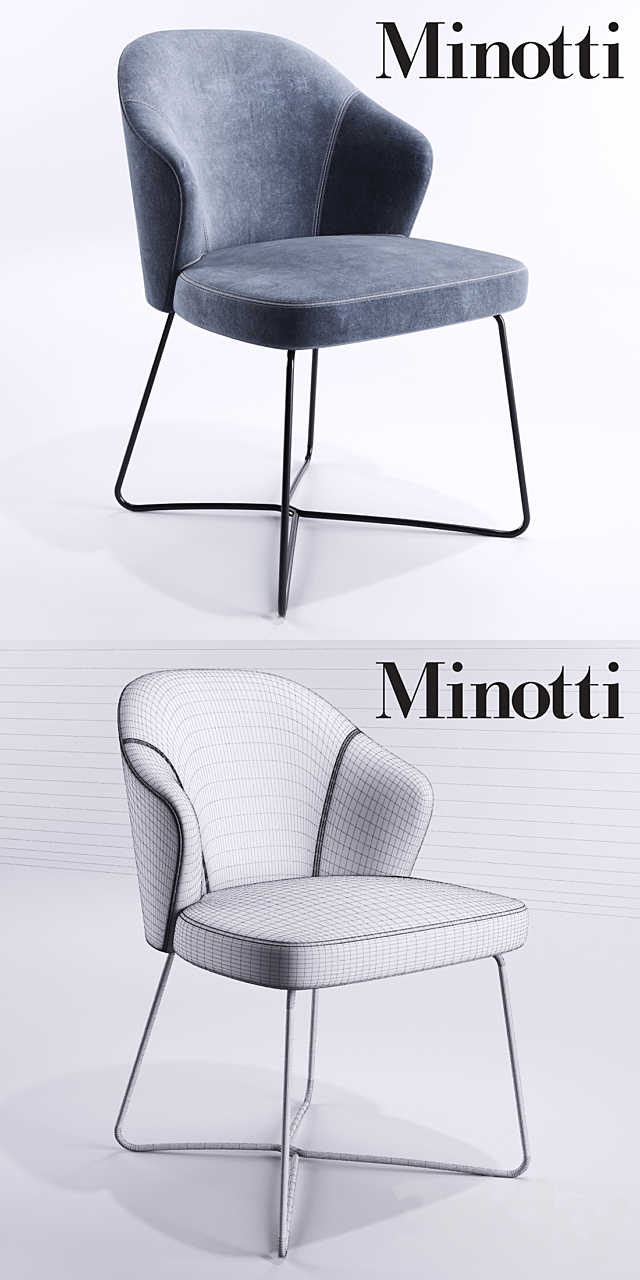 Minotti Leslie Steel Base 3DSMax File - thumbnail 3