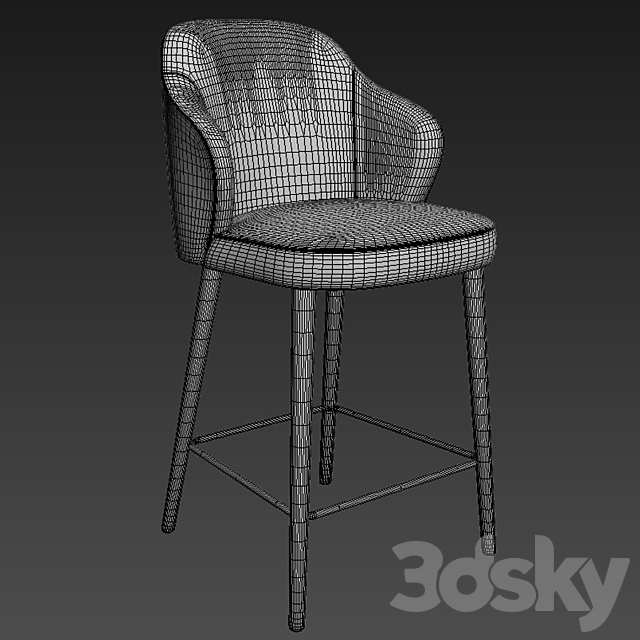 Minotti Leslie Steel Counter Stool 3DSMax File - thumbnail 2