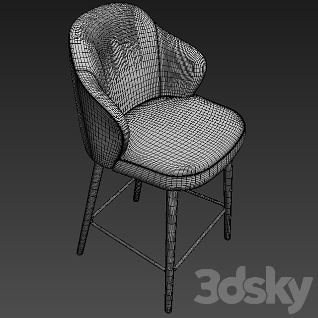 Minotti Leslie Steel Counter Stool 3DSMax File - thumbnail 3