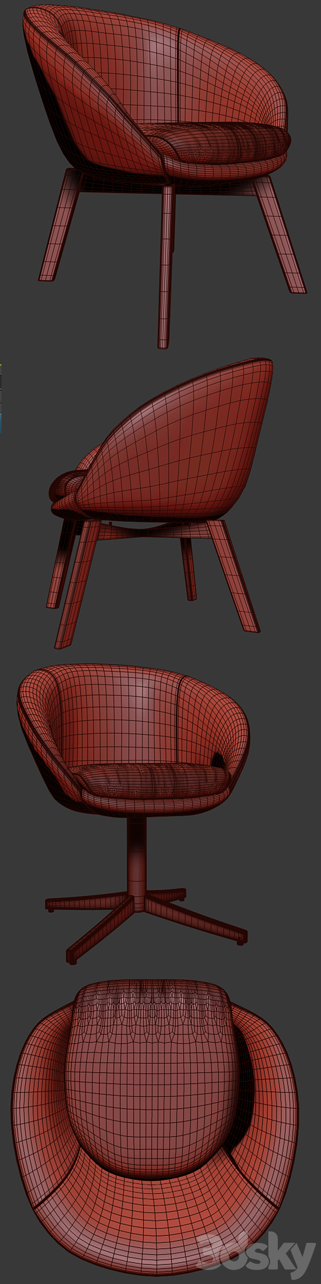 Minotti Russell Little Lounge Chair And Dining Chair 3DS Max Model - thumbnail 2