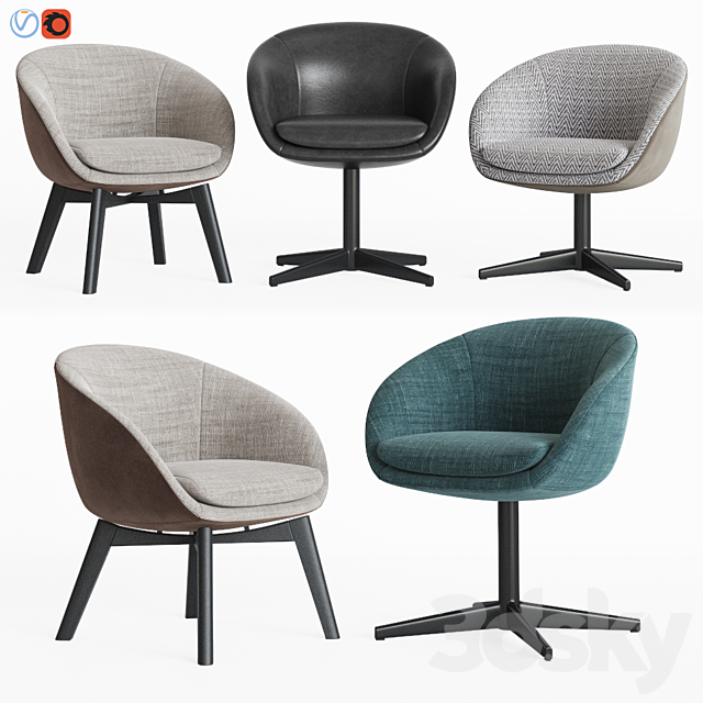 Minotti Russell Little Lounge & Dining Chair Set 3DSMax File - thumbnail 1