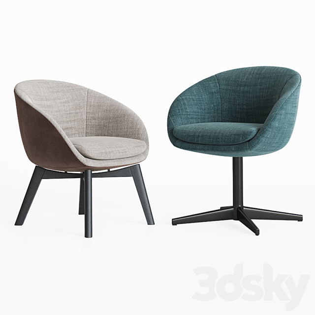 Minotti Russell Little Lounge & Dining Chair Set 3DSMax File - thumbnail 2