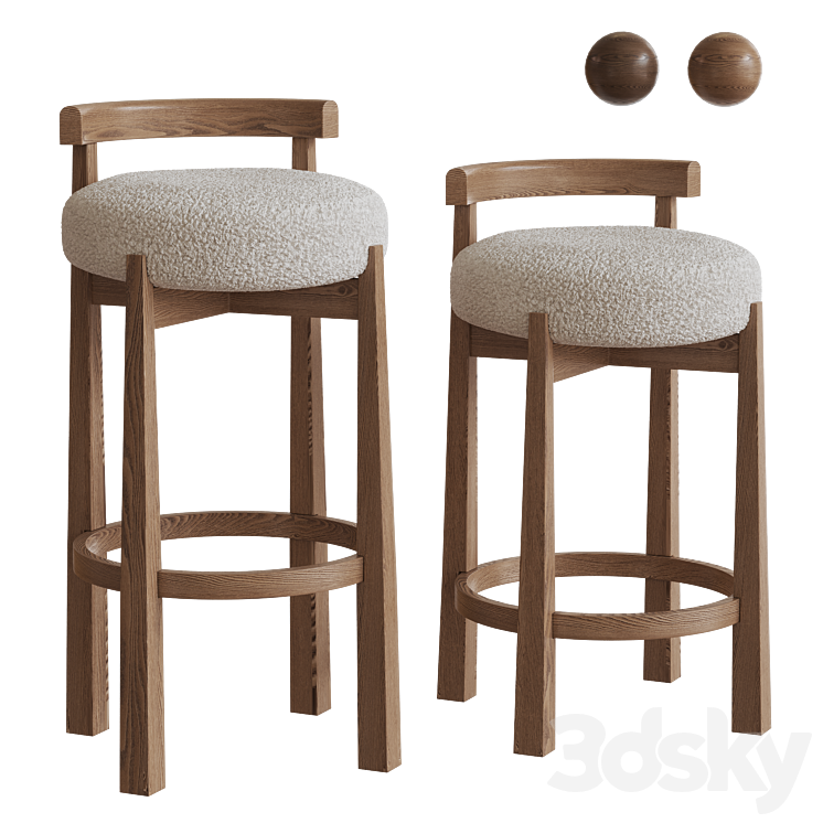 MIREN bar stools by Noho Home in two sizes 3DS Max Model - thumbnail 3