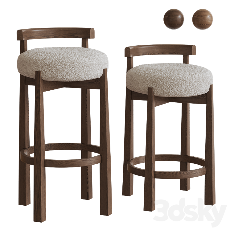 MIREN bar stools by Noho Home in two sizes 3DS Max Model - thumbnail 2