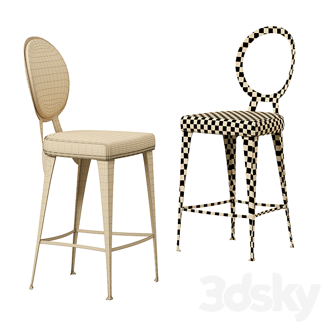 Miss stool with uncovered backrest 3DSMax File - thumbnail 5