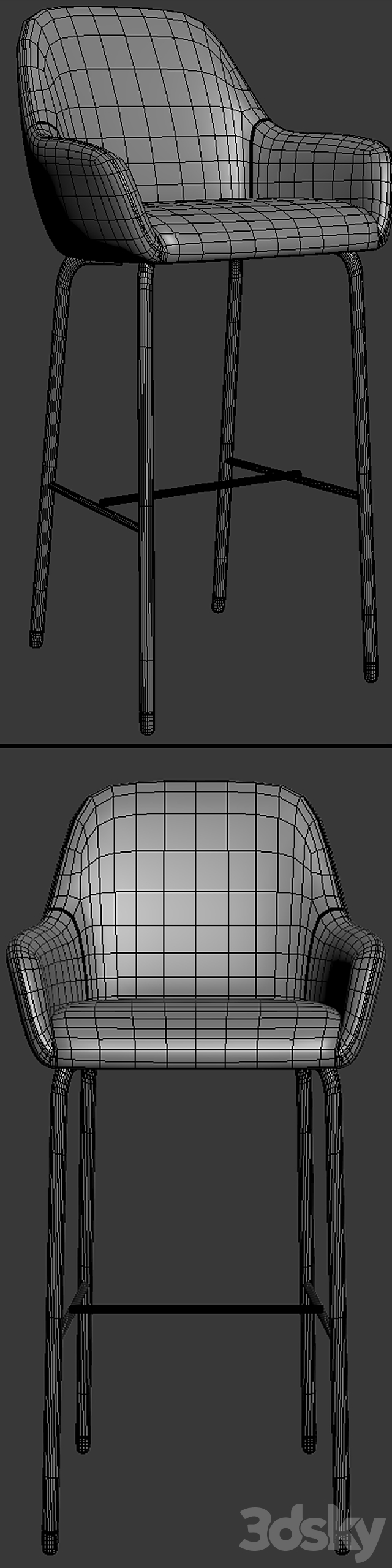 Modern Bar Chair 3ds Max - thumbnail 2